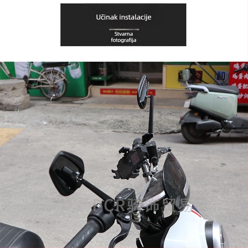 Retrovizor za motocikl, kućište od aluminijske legure, kvadratno ogledalo, PCR marka, univerzalno