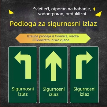 Fluorescentna podna sigurnosna oznaka za nužni izlaz u trgovačkom centru