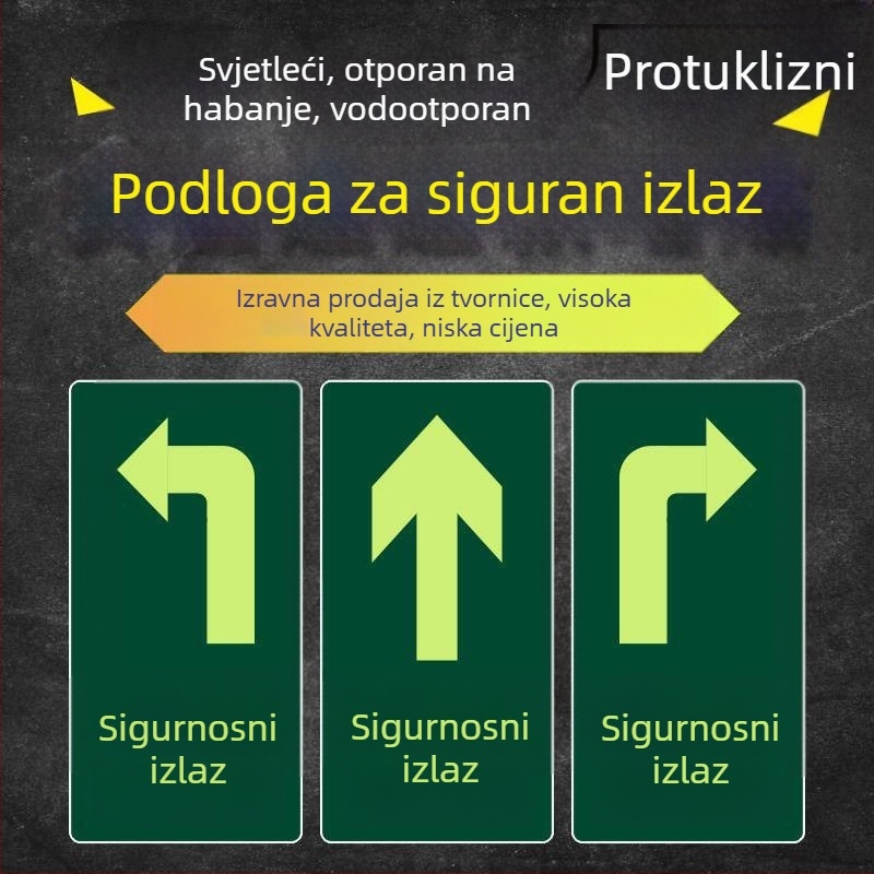 Fluorescentna podna sigurnosna oznaka za nužni izlaz u trgovačkom centru