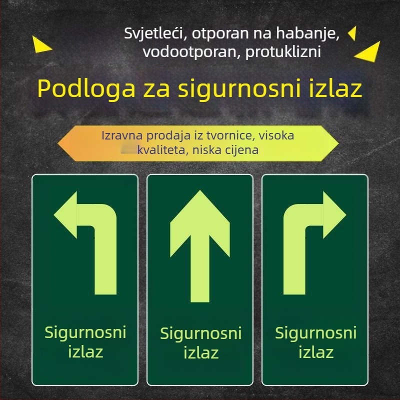 Fluorescentna podna sigurnosna oznaka za nužni izlaz u trgovačkom centru