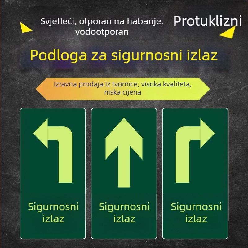 Fluorescentna podna sigurnosna oznaka za nužni izlaz u trgovačkom centru