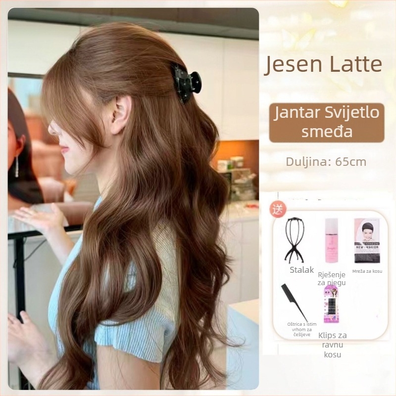Perika za žene – duga ravna kosa sa bočnom podjelom, prirodni stil, materijal: proteinsko svila, marka Sassy