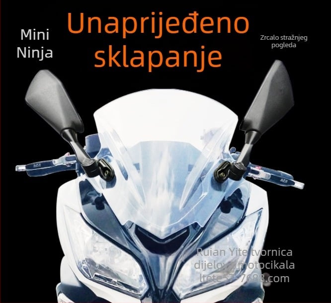Zadnje ogledalo za motocikl Small Ninja sklopivi reflektor – sferično ogledalo, PP kućište, plastično ogledalo