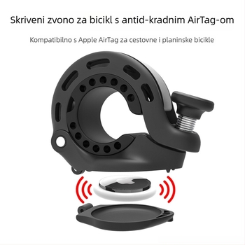 Zvonac za bicikl od aluminijske legure s Airtag pozicioniranjem, model 103318-1, prstom aktiviran MTB zvon