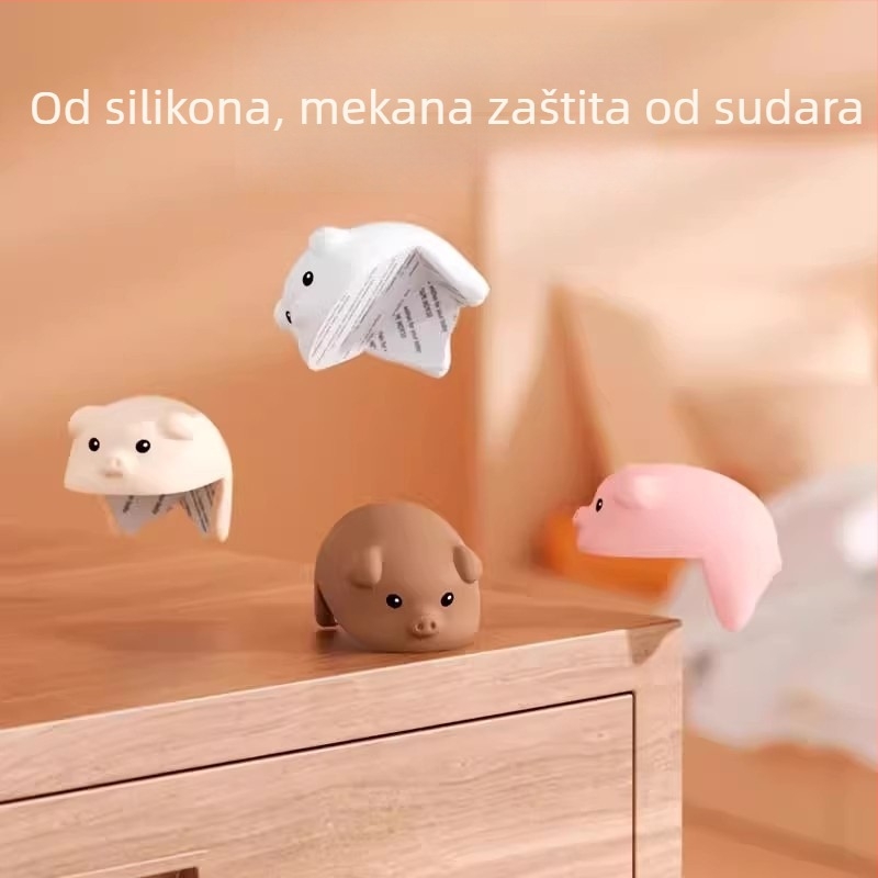 Zaštitnik kuta stola i kuhinjske nape, mekan silikon, pravokutni kut, crtani dizajn