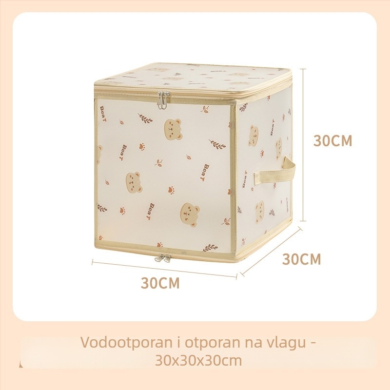 PP vodootporna kutija za pohranu, prozirna s zatvaračem, crtani uzorak medvjeda, sklopiva, kapacitet 30–40 L