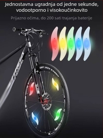 LED svjetlo za gumu bicikla s integriranim svjetlom na šipkama i noćnim upozorenjem — Marka The First Force, model XCLTD, materijal plastika