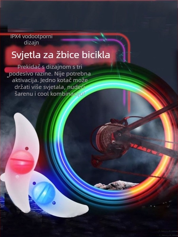 LED svjetlo za gumu bicikla s integriranim svjetlom na šipkama i noćnim upozorenjem — Marka The First Force, model XCLTD, materijal plastika