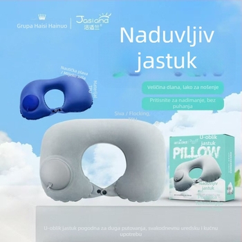 Hainuo Naduhiv U-oblikovani jastuk za vrat, tip napuhivanja pritiskom, prijenosni putni jastuk, opća namjena
