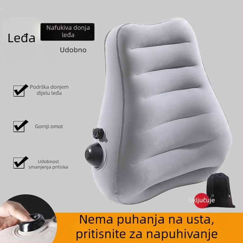 Naduvljiva lumbalna jastučnica za putovanja, U-oblik, prijenosna za uredsku stolicu