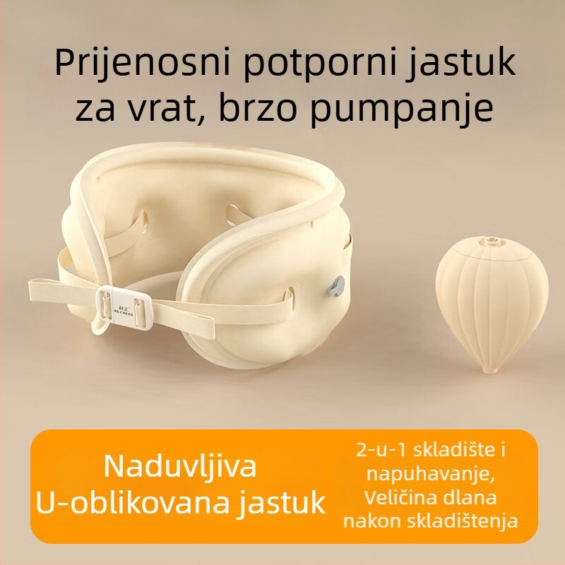 U-obliku napuhujuća putna jastučnica za avion, prijenosna, moderni minimalistički stil — Harmonious Hz-A2
