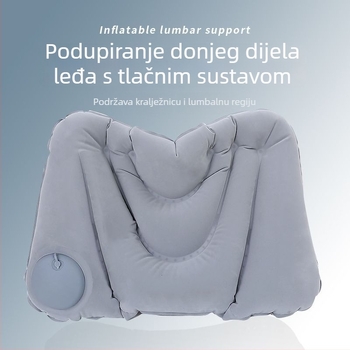 Naduvljivi lumbalni jastučić za putovanja — tlakovi tip, prijenosna podrška za dulja putovanja zrakoplovom i vlakom; PVC materijal, model Waist pillow, stil Moderna jednostavnost; za odrasle; pakiranje: 1 kom.