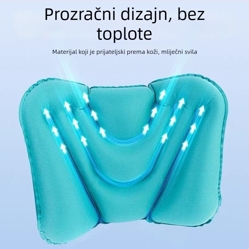 Naduvljivi lumbalni jastučić za putovanja — tlakovi tip, prijenosna podrška za dulja putovanja zrakoplovom i vlakom; PVC materijal, model Waist pillow, stil Moderna jednostavnost; za odrasle; pakiranje: 1 kom.