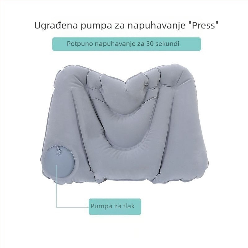 Naduvljivi lumbalni jastučić za putovanja — tlakovi tip, prijenosna podrška za dulja putovanja zrakoplovom i vlakom; PVC materijal, model Waist pillow, stil Moderna jednostavnost; za odrasle; pakiranje: 1 kom.