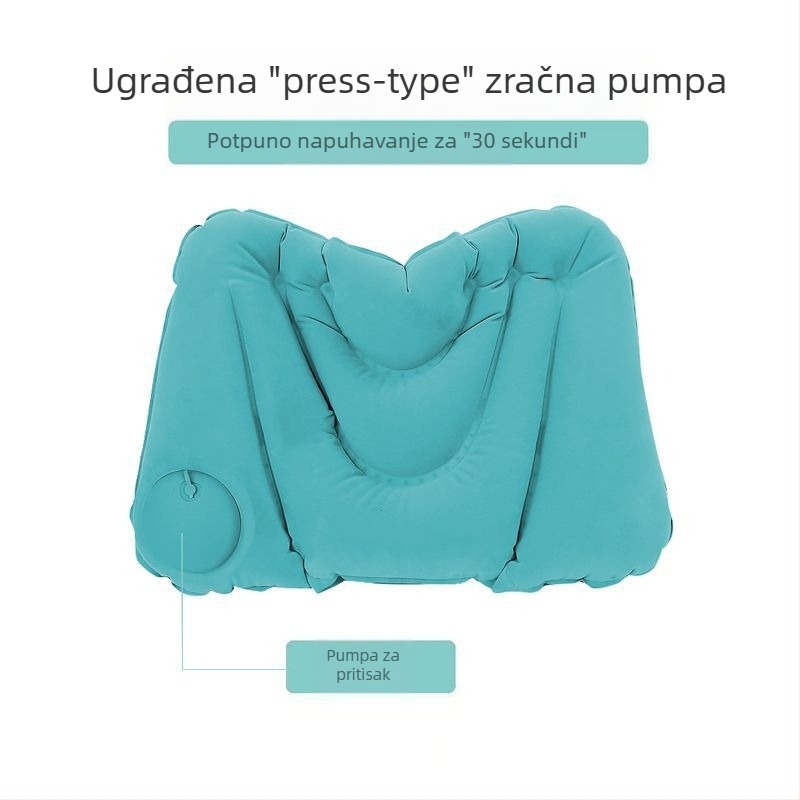 Naduvljivi lumbalni jastučić za putovanja — tlakovi tip, prijenosna podrška za dulja putovanja zrakoplovom i vlakom; PVC materijal, model Waist pillow, stil Moderna jednostavnost; za odrasle; pakiranje: 1 kom.