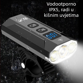Noćna prednja svjetiljka za biciklizam sa zaslonom stanja baterije, GoPro nosač na kacigi, USB power bank, za planinski bicikl