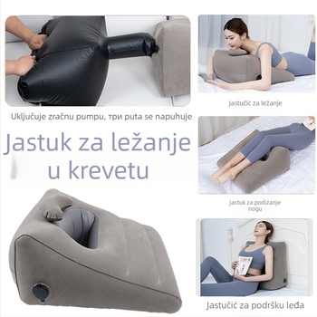 Nafukna spavaća podloga i potpora za noge za krevet – višefunkcionalna, PVC s flockingom, debljina 0,45 mm, masa 610 g