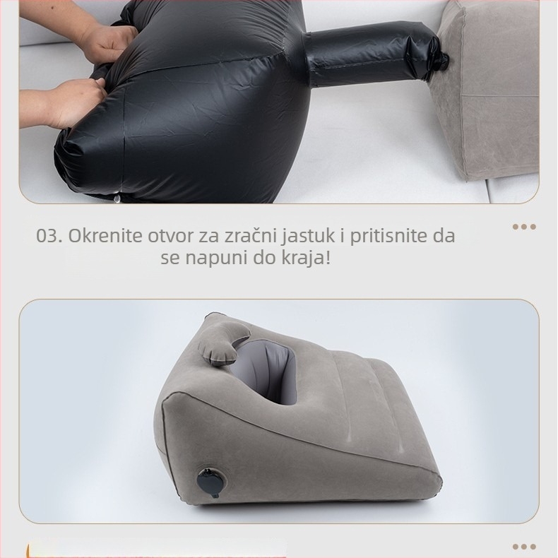 Nafukna spavaća podloga i potpora za noge za krevet – višefunkcionalna, PVC s flockingom, debljina 0,45 mm, masa 610 g