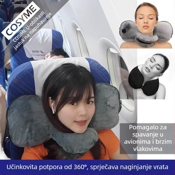 Cosyme nafukljiva U-oblikovana jastučnica za vrat, pritiskom za napuhivanje, prijenosna sklopiva putna jastučnica za avion