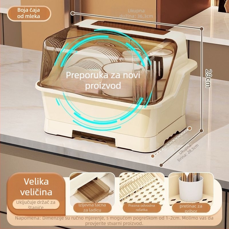 Plastični stalak za posuđe s odvodnom policom za kuhinju