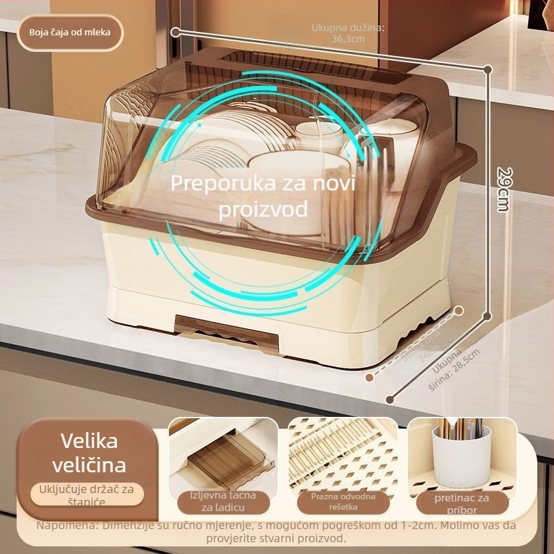 Plastični stalak za posuđe s odvodnom policom za kuhinju