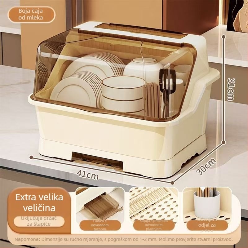 Plastični stalak za posuđe s odvodnom policom za kuhinju