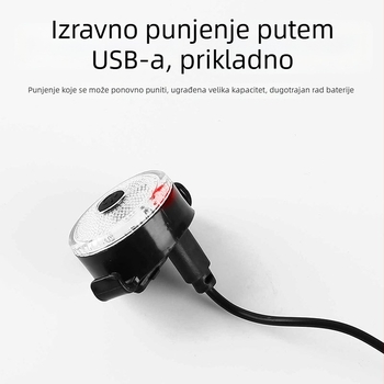 Svjetlo za bicikl s USB punjenjem – snažno noćno svjetlo, LED stražnja svjetiljka za planinski i cestovni bicikl uz funkciju upozorenja