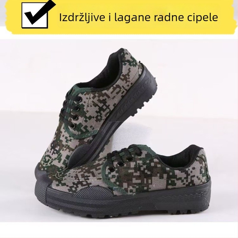 Radne tenisice u kamuflažnom platnu, okrugla prst, niski pet, PVC đon