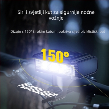 Solarna prednja svjetiljka za bicikl s visokodebelnim zvonom za upozorenje tijekom noćnih vožnji na otvorenom (USB-C punjenje, baterija 4000mAh, pričvršćivanje za vješanje)