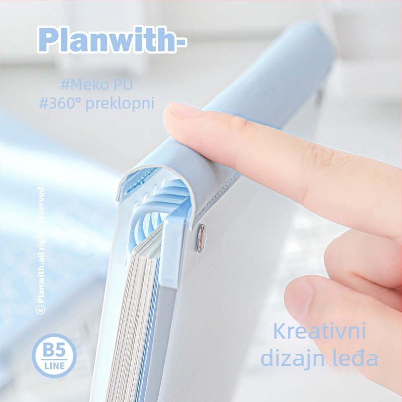 Rosyposy PW251V Tektu s mekim koricama i 8 rupa, 40 listova, PP/PU unutarnje stranice, model PW251V, bez loga
