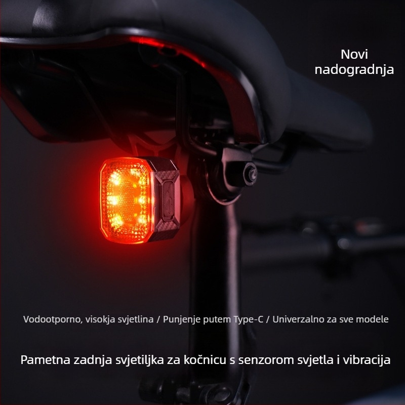 Pametno stražnje svjetlo za bicikl s vibracijskim senzorom za cestovni bicikl, dvostruka baza za montažu, noćno vožnja upozorenje — Značka BL, prilagodba dostupna