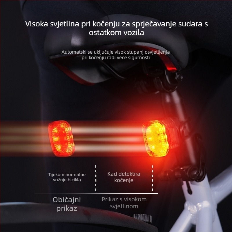 Pametno stražnje svjetlo za bicikl s vibracijskim senzorom za cestovni bicikl, dvostruka baza za montažu, noćno vožnja upozorenje — Značka BL, prilagodba dostupna
