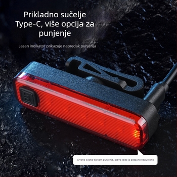 Stražnja svjetiljka za bicikl, USB punjiva, za noćnu vožnju na planinskim i cestnim biciklima