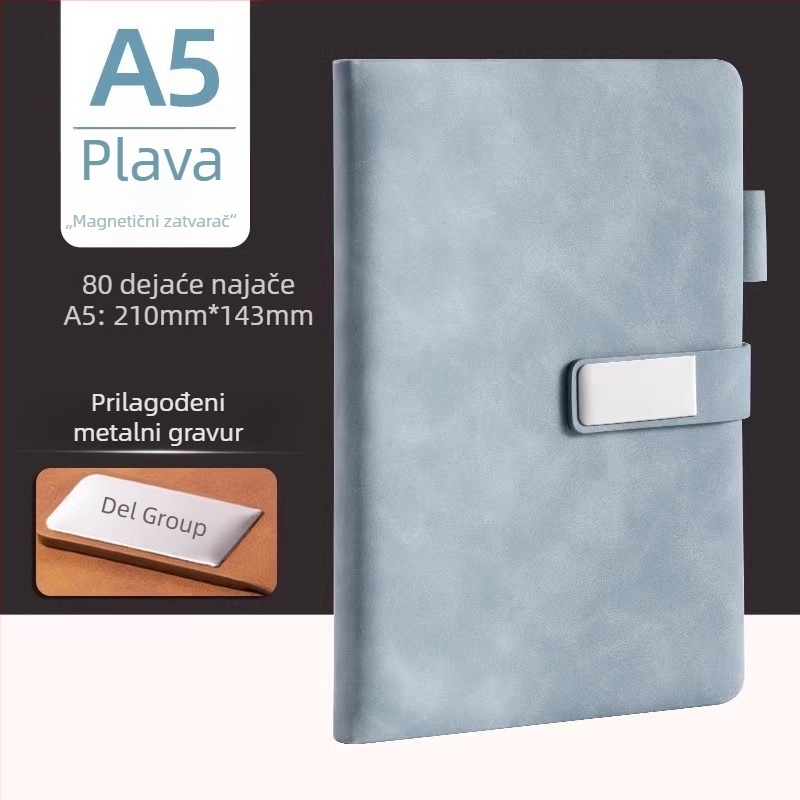 Deli prilagodljivi poslovni bilježnica s kopčom, PU kožna korica, 80 stranica, bežično povezivanje, off-white papir 70 g/m²