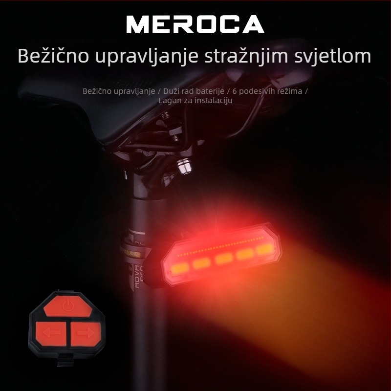 MEROCA stražnja svjetiljka za bicikl s pametnim bežičnim daljinskim upravljanjem, pokazivači smjera, upozoravajuće svjetlo, USB punjenje