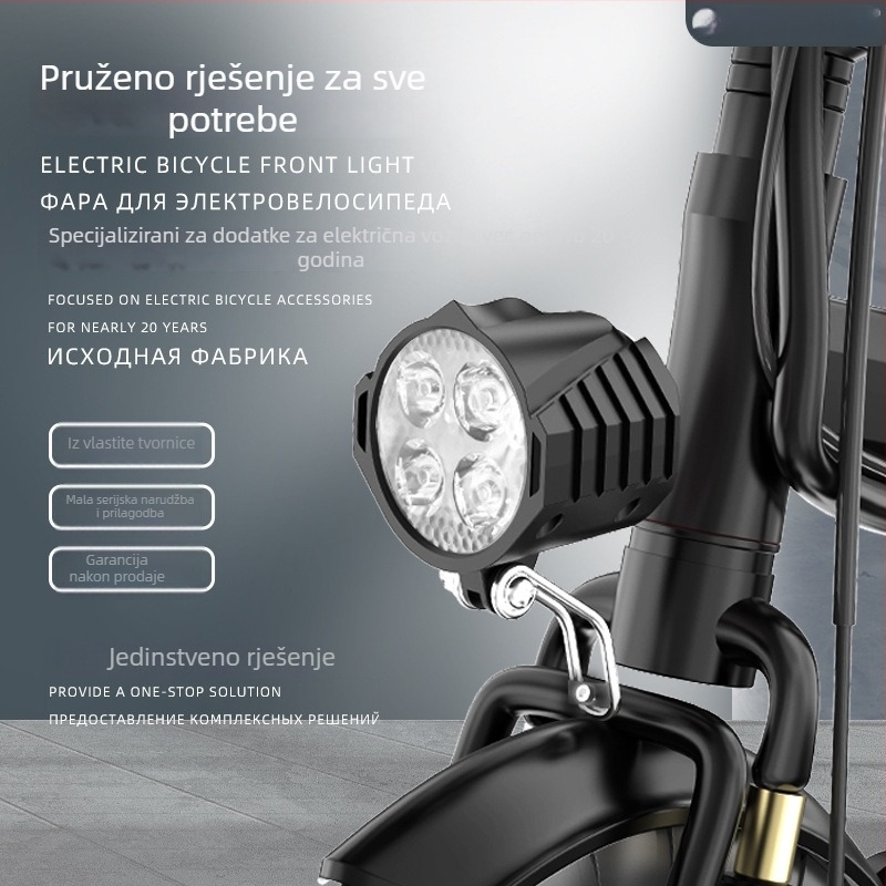 12W sklopni prednji svjetlosni dio za električni motocikl, vodootporan LED visoke svjetline, s upozoravajućim rogom