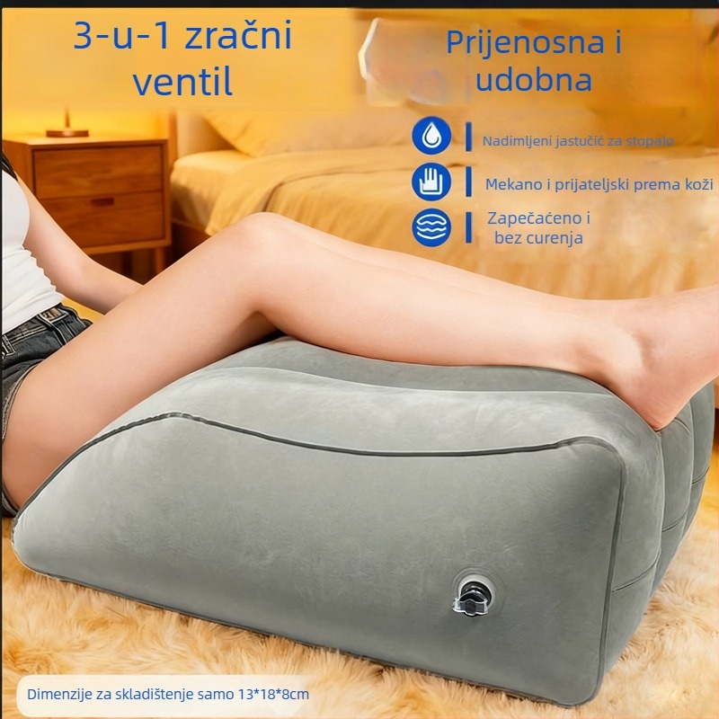 Napuhljivi jastuk za podizanje noge - podrška za stopalo i donji dio noge, PVC flokiranje površina, debljina 0.45 mm, težina 0.5 kg, prilagodljiva podrška