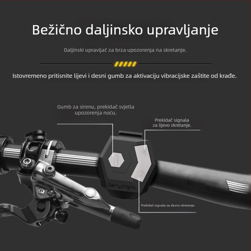 Cetvero-lampene svjetlosne signalne lampe za bicikl i električno vozilo sa zvonom — podijeljeni dizajn, bežično upravljanje, 600mAh baterija, ugradnja bez žica