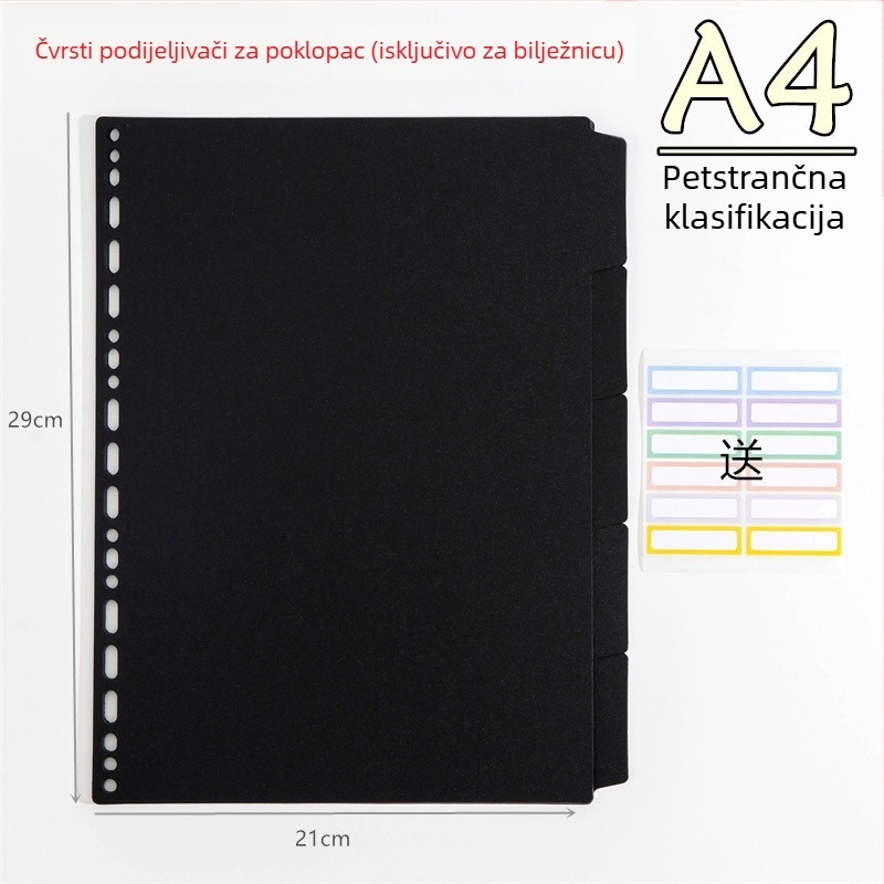 Jay 5S-4155 Plastični mat prozirni podijeljivač bilježnica s univerzalnim rupama, za refil – stranica klasifikacije kataloga