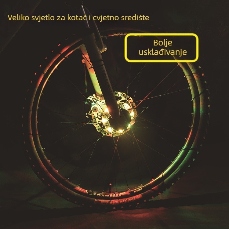 L05B LED svjetlo za hubu kotača bicikla – punjivo LED svjetlo za kotač, dugotrajna baterija, noćno vožnja uz upozorenje