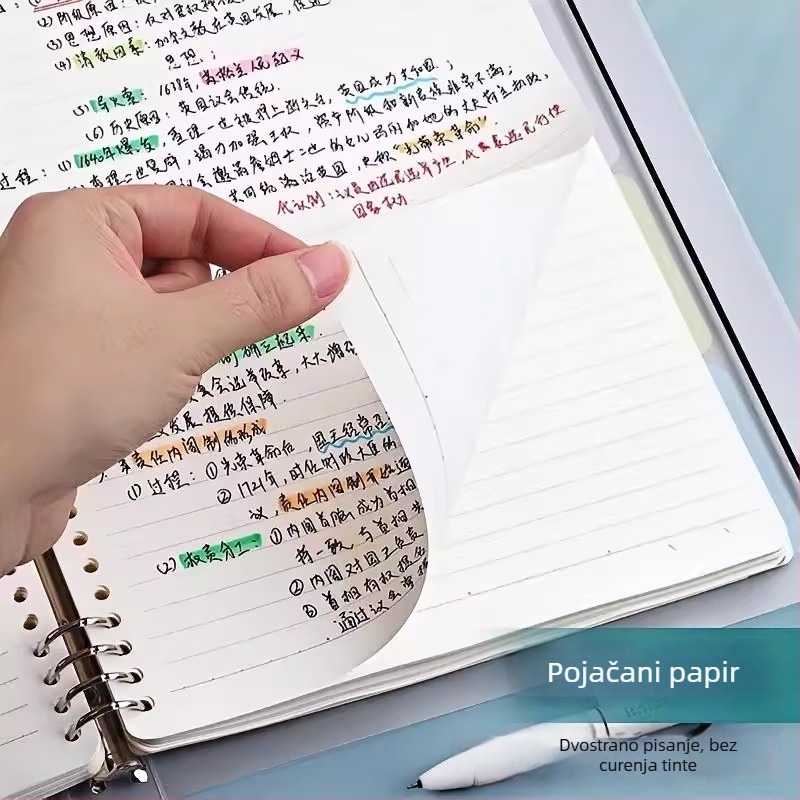 Bilježnica s odvojivim listovima i mekim koricama (60 listova, 20 rupa za vezivanje, papir od drvne mase)