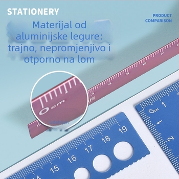 Wusheng aluminijski set od četiri ravnala od aluminijske legure s kutomjerom i valovitim paralelnim ravnalom