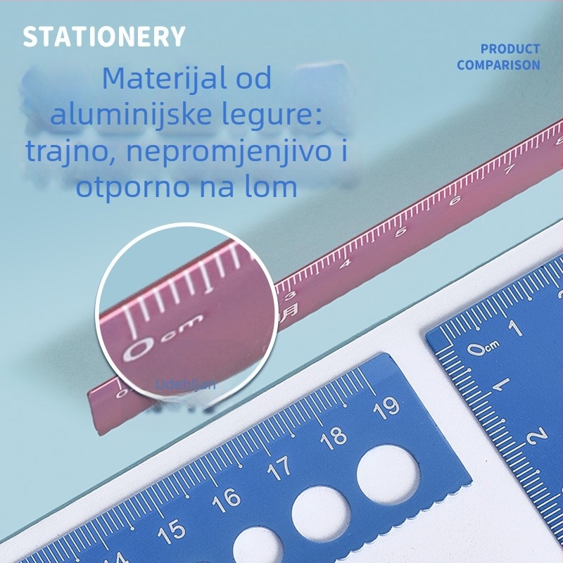 Wusheng aluminijski set od četiri ravnala od aluminijske legure s kutomjerom i valovitim paralelnim ravnalom