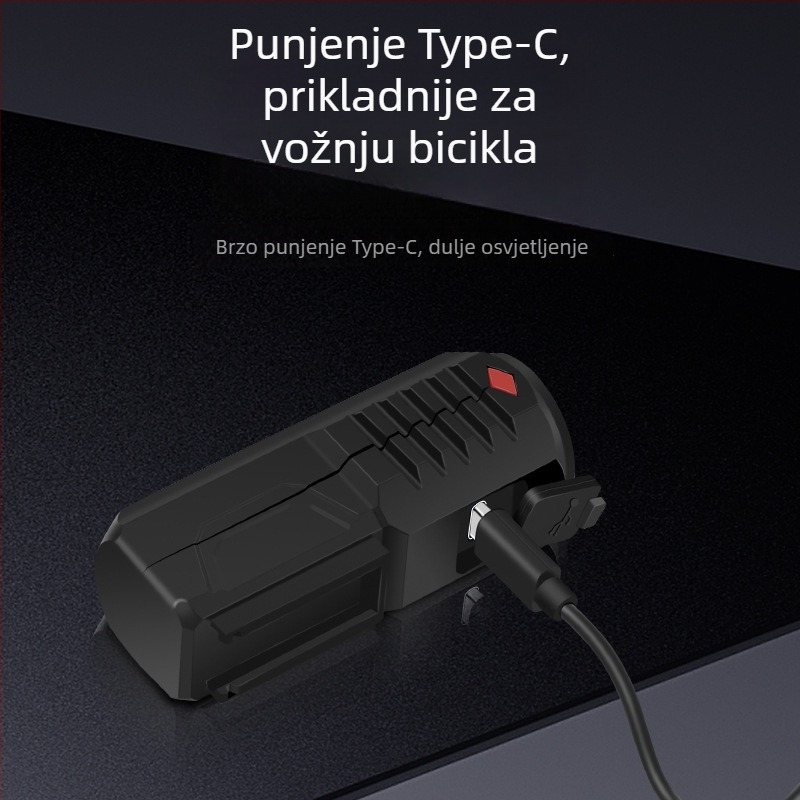 Prednja svjetiljka za bicikl USB punjenje za noćnu vožnju, visoka jas MTB svjetlo upozorenja; prilagodba dostupna; nije uvezeno; bez privatnih marki.