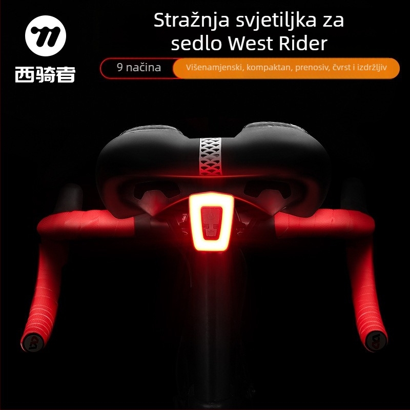 Stražnja svjetiljka za sjedalo bicikla s USB punjenjem, za noćnu vožnju - West Biking