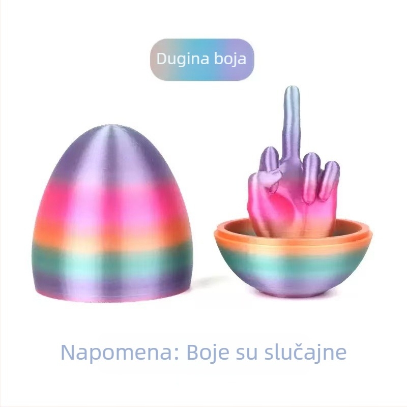 3D ispisani uskrsni ukras: jaje sa srednjim prstom, PLA, moderni minimalistički stil, model-igračka