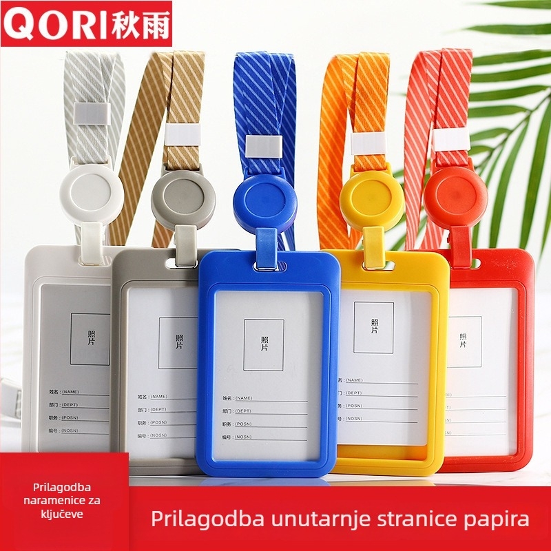 Plastični držač kartice Autumn Rain s Easy-Pull kopčom, kompatibilan s lanyardom, moderan minimalistički stil, za ured i studente