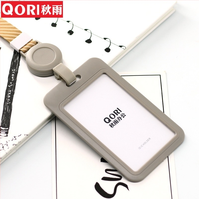 Plastični držač kartice Autumn Rain s Easy-Pull kopčom, kompatibilan s lanyardom, moderan minimalistički stil, za ured i studente