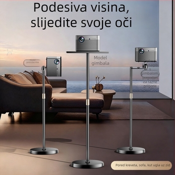 Podna stalka za projektor s nosačem tanjura za montažu, skriveno podizanje i nagib, bez bušenja