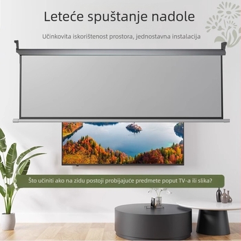 Držač za projekcijski ekran s L-oblikim produženjem na zidu i teleskopskim podešavanjem